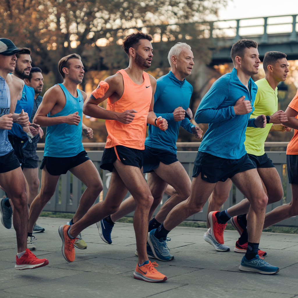 group of male runners wearing top-rated running shoes